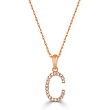 14k Gold & Diamond Initial A-Z Necklace Pendant 16-18" Inches - 0.07 ct. - 0.09 ct.