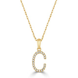 14k Gold & Diamond Initial A-Z Necklace Pendant 16-18" Inches - 0.07 ct. - 0.09 ct.