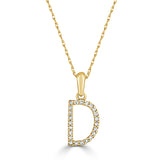 14k Gold & Diamond Initial A-Z Necklace Pendant 16-18" Inches - 0.07 ct. - 0.09 ct.