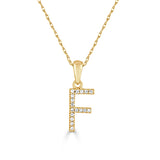 14k Gold & Diamond Initial A-Z Necklace Pendant 16-18" Inches - 0.07 ct. - 0.09 ct.