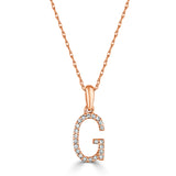 14k Gold & Diamond Initial A-Z Necklace Pendant 16-18" Inches - 0.07 ct. - 0.09 ct.