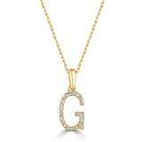 14k Gold & Diamond Initial A-Z Necklace Pendant 16-18" Inches - 0.07 ct. - 0.09 ct.