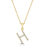 14k Gold & Diamond Initial A-Z Necklace Pendant 16-18" Inches - 0.07 ct. - 0.09 ct.