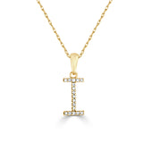 14k Gold & Diamond Initial A-Z Necklace Pendant 16-18" Inches - 0.07 ct. - 0.09 ct.