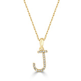 14k Gold & Diamond Initial A-Z Necklace Pendant 16-18" Inches - 0.07 ct. - 0.09 ct.