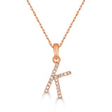 14k Gold & Diamond Initial A-Z Necklace Pendant 16-18" Inches - 0.07 ct. - 0.09 ct.