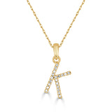 14k Gold & Diamond Initial A-Z Necklace Pendant 16-18" Inches - 0.07 ct. - 0.09 ct.