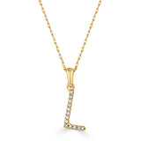 14k Gold & Diamond Initial A-Z Necklace Pendant 16-18" Inches - 0.07 ct. - 0.09 ct.