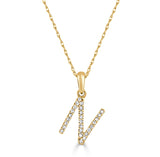 14k Gold & Diamond Initial A-Z Necklace Pendant 16-18" Inches - 0.07 ct. - 0.09 ct.