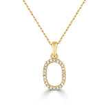 14k Gold & Diamond Initial A-Z Necklace Pendant 16-18" Inches - 0.07 ct. - 0.09 ct.