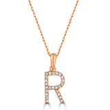 14k Gold & Diamond Initial A-Z Necklace Pendant 16-18" Inches - 0.07 ct. - 0.09 ct.