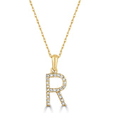 14k Gold & Diamond Initial A-Z Necklace Pendant 16-18" Inches - 0.07 ct. - 0.09 ct.