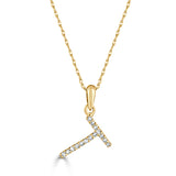 14k Gold & Diamond Initial A-Z Necklace Pendant 16-18" Inches - 0.07 ct. - 0.09 ct.