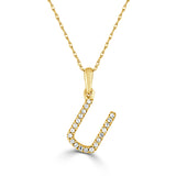 14k Gold & Diamond Initial A-Z Necklace Pendant 16-18" Inches - 0.07 ct. - 0.09 ct.