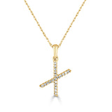 14k Gold & Diamond Initial A-Z Necklace Pendant 16-18" Inches - 0.07 ct. - 0.09 ct.