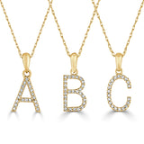 14k Gold & Diamond Initial A-Z Necklace Pendant 16-18" Inches - 0.07 ct. - 0.09 ct.
