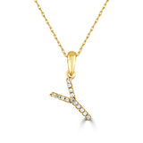 14k Gold & Diamond Initial A-Z Necklace Pendant 16-18" Inches - 0.07 ct. - 0.09 ct.