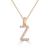 14k Gold & Diamond Initial A-Z Necklace Pendant 16-18" Inches - 0.07 ct. - 0.09 ct.