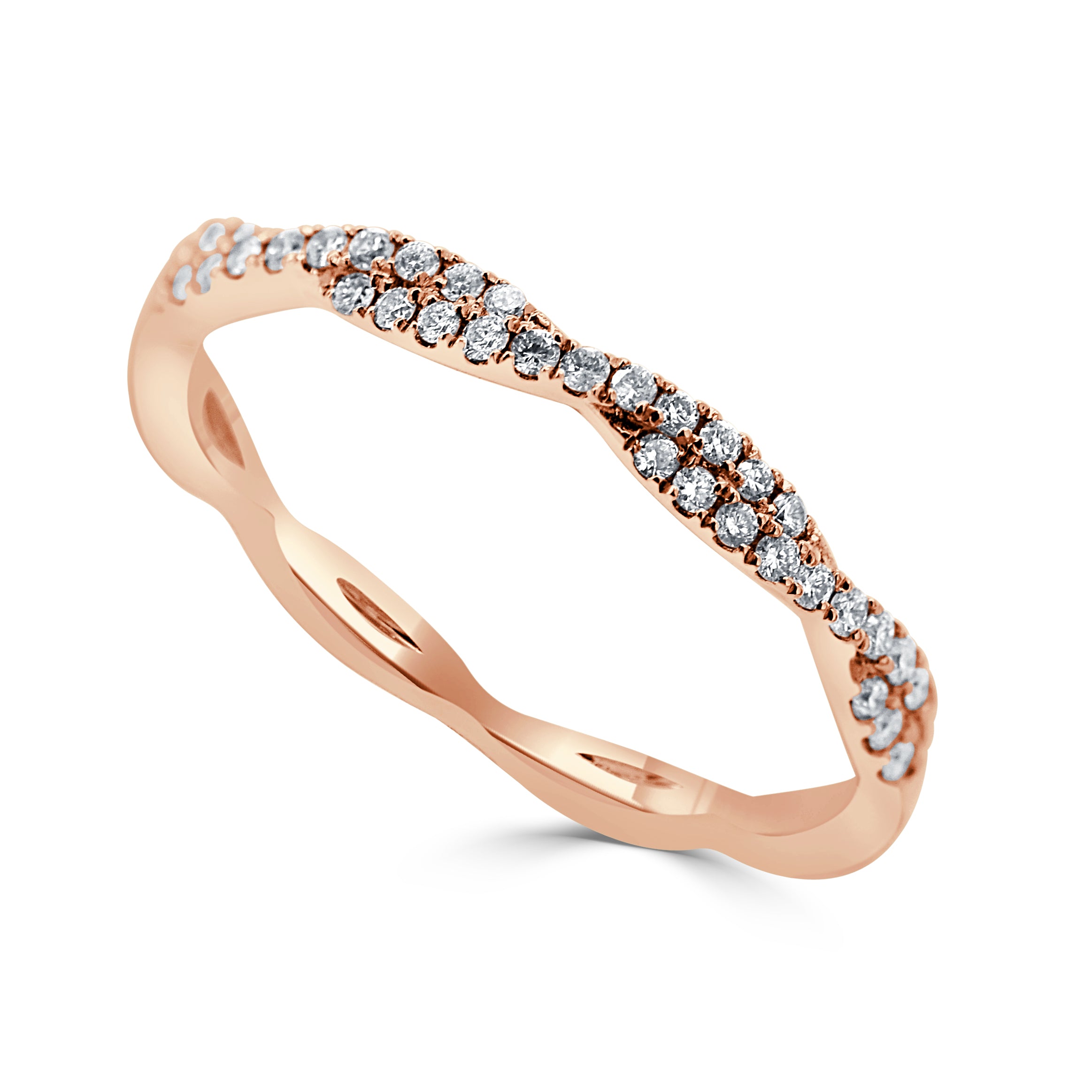 14k Gold & Diamond Twist Ring - 0.17ct