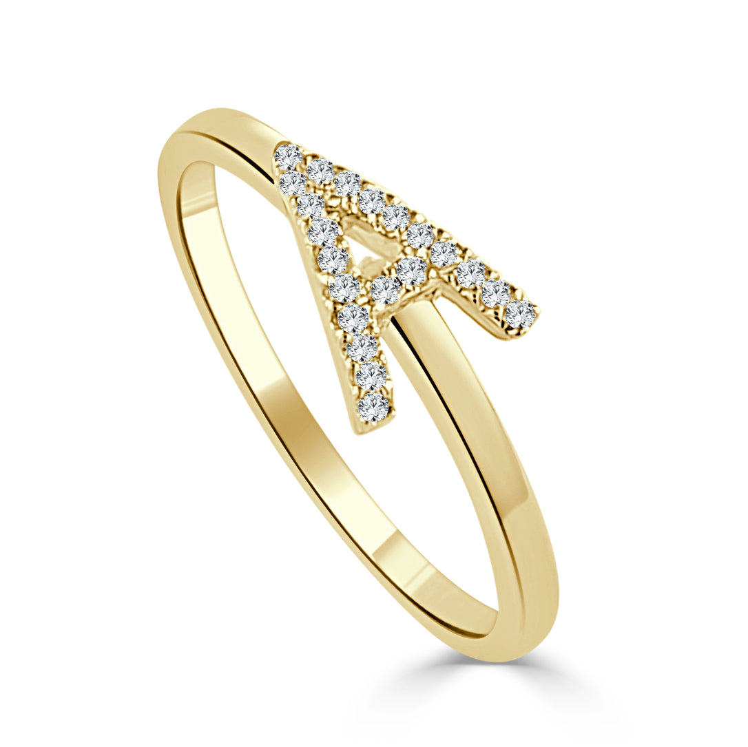 Sabrina Designs 14k Yellow Gold Horizontal Diamond Initial Ring 