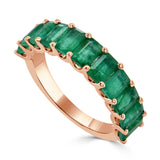 14K Gold & Emerald-Cut Emerald Band - 3.18ct