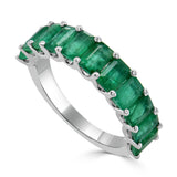 14K Gold & Emerald-Cut Emerald Band - 3.18ct