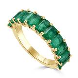 14K Gold & Emerald-Cut Emerald Band - 3.18ct