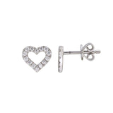 14k Gold & Diamond Open Heart Stud Earrings - 0.21ct