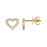 14k Gold & Diamond Open Heart Stud Earrings - 0.21ct