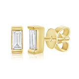 14k Gold & Diamond Baguette Stud Earrings - 0.19ct