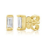 14k Gold & Baguette Diamond Stud Earrings - 0.14ct