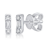 14k Gold & Diamond Baguette Stud Earrings - 0.05ct