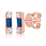 14k Gold Diamond & Sapphire Stud Earrings