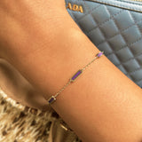 14k Gold & Amethyst Station Bar Bracelet