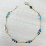 14k Gold & Turquoise Bar Station Bracelet