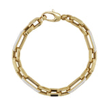 14K Gold White Enamel Link Bracelet