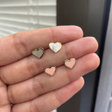 14k Gold & Mother of Pearl Heart Stud Earrings