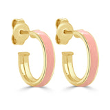 14k Gold Round Enamel Open Hoops