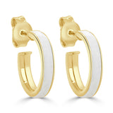 14k Gold Round Enamel Open Hoops