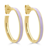 14k Gold Round Enamel Open Hoops