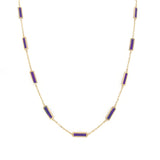 14k Gold & Amethyst Bar Station Necklace