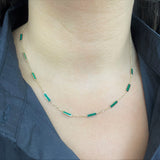 14k Gold & Malachite Station Bar Necklace