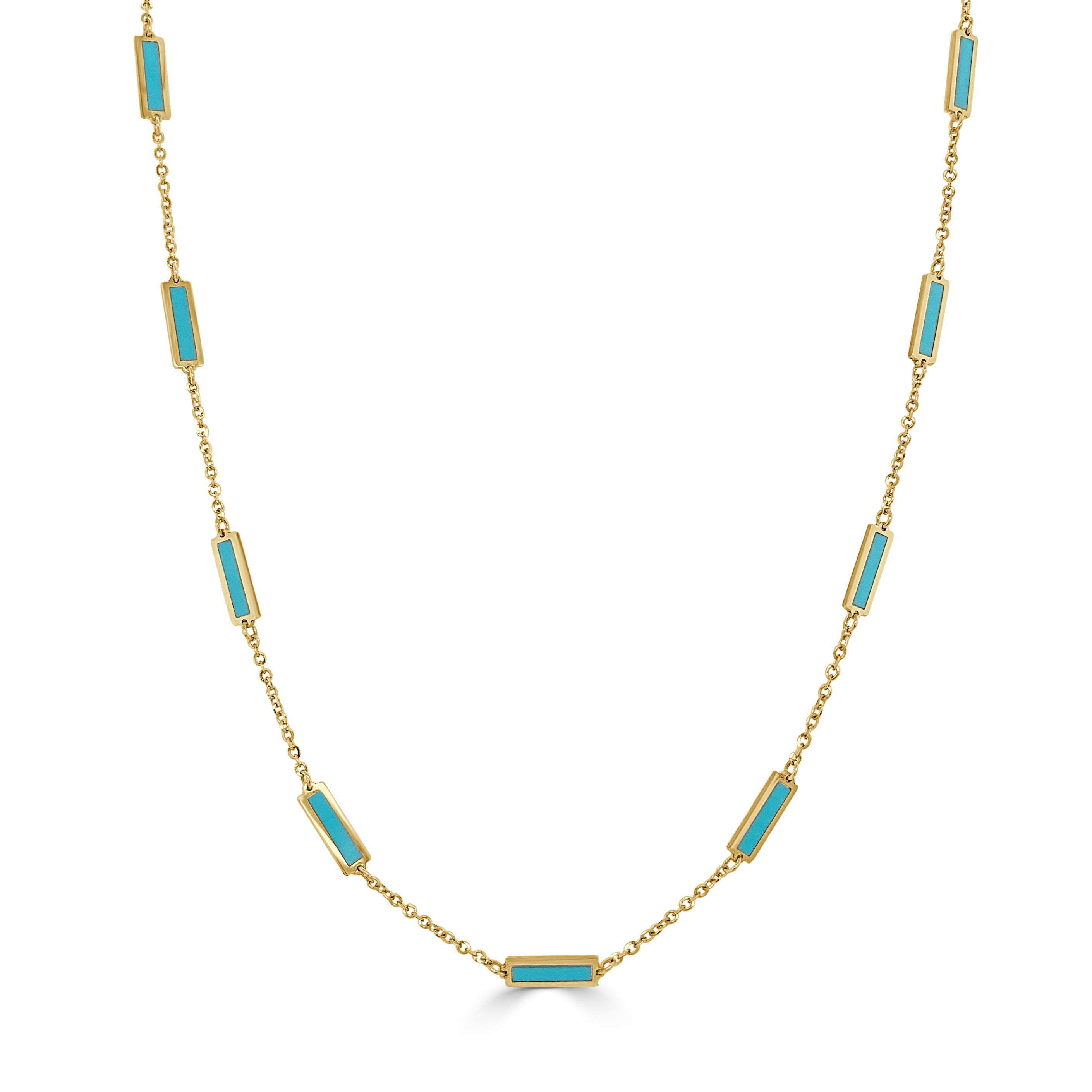 14k Gold & Turquoise Station Necklace – Sabrina Design