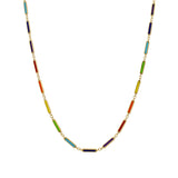 14K Gold & Rainbow Inlay Bar Necklace