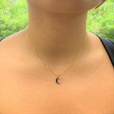 14k Gold & Onyx Initial Necklace -Small