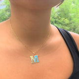 14k Gold & Turquoise Initial Necklace - Medium