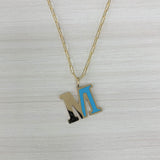 14k Gold & Turquoise Initial Necklace - Medium