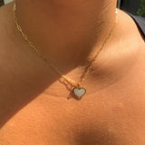 14k Gold & Pearl Heart Necklace