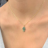 14k Gold & Malachite Hamsa Necklace