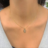 14k Gold & Mother of Pearl Hamsa Necklace